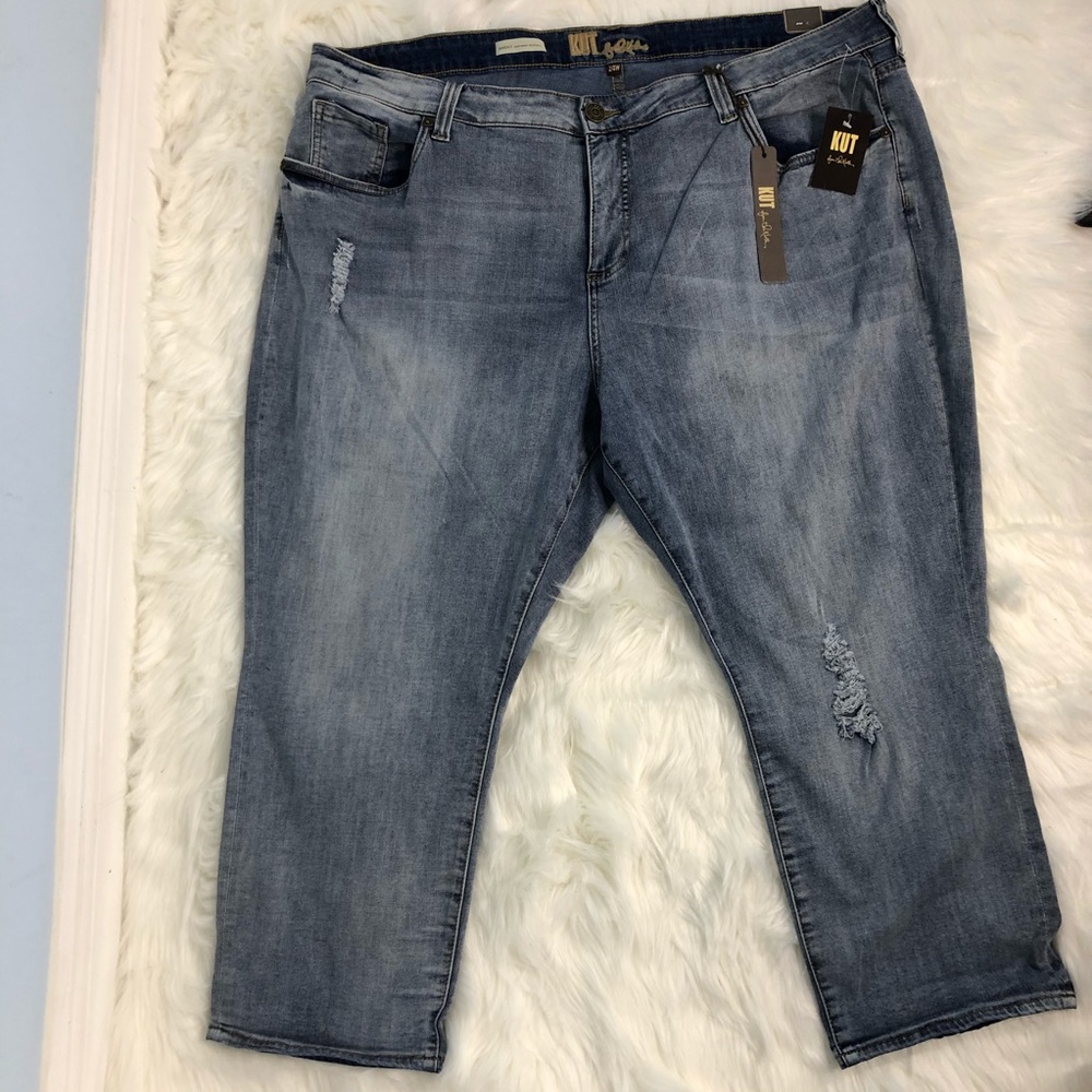 New Kut Bardot Cropped Skinny Boyfriend Jeans 24W - Picture 7 of 8